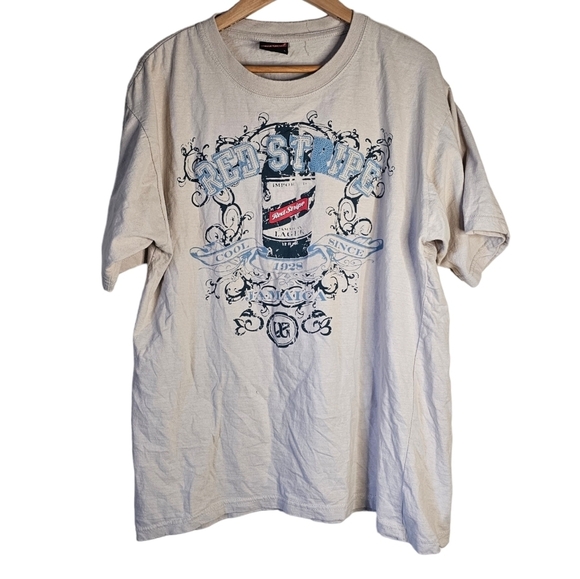 Red Stripe Graphic Tee Shirt Size Large - Picture 1 of 6